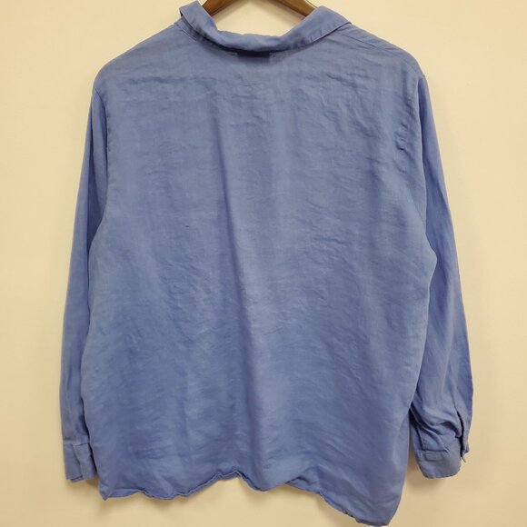 J Jill Love Linen Womens Button Up Top Size L Petite Beach Costal Sustainable - Picture 4 of 11